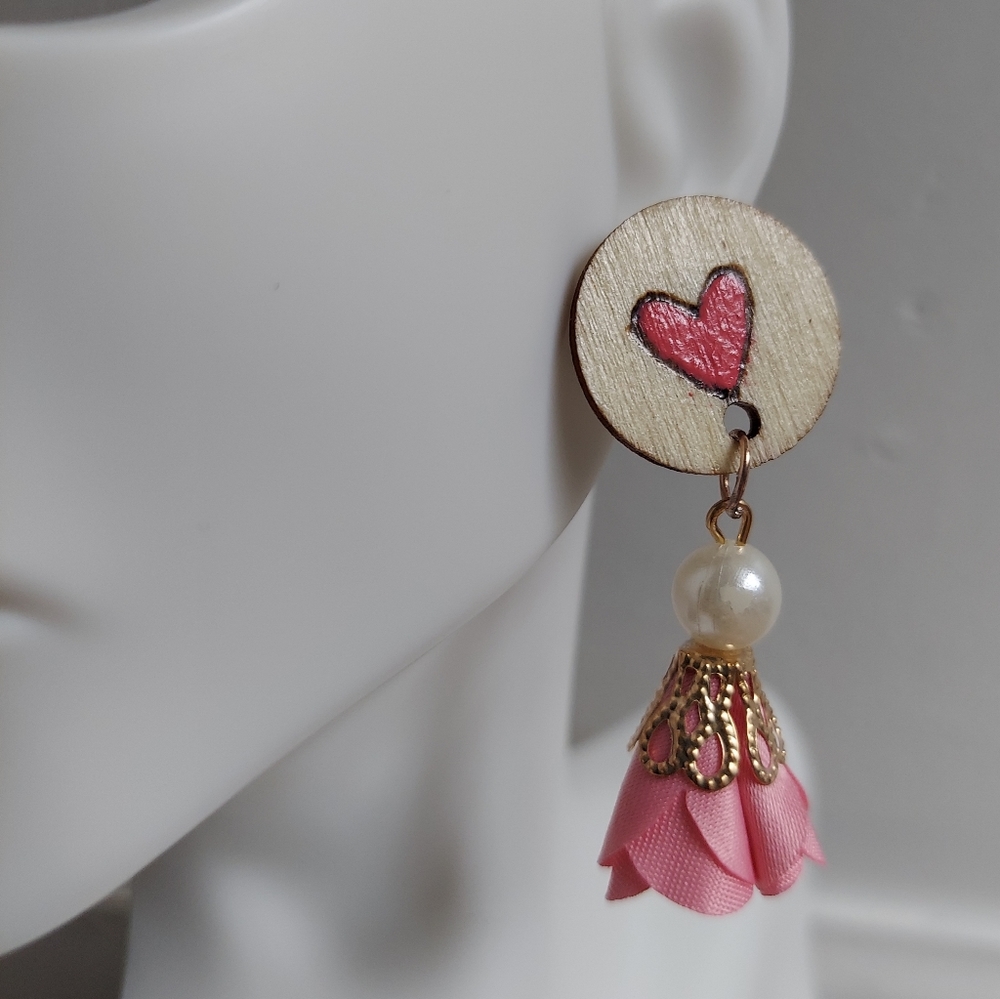 Handmade Love Heart Drop Earrings